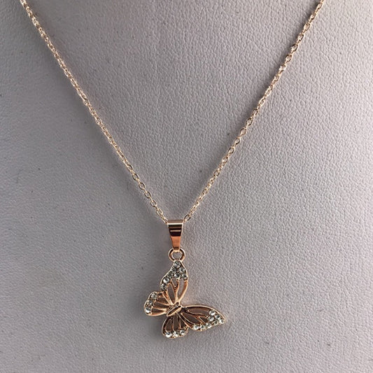 Butterfly rose gold necklace with chain