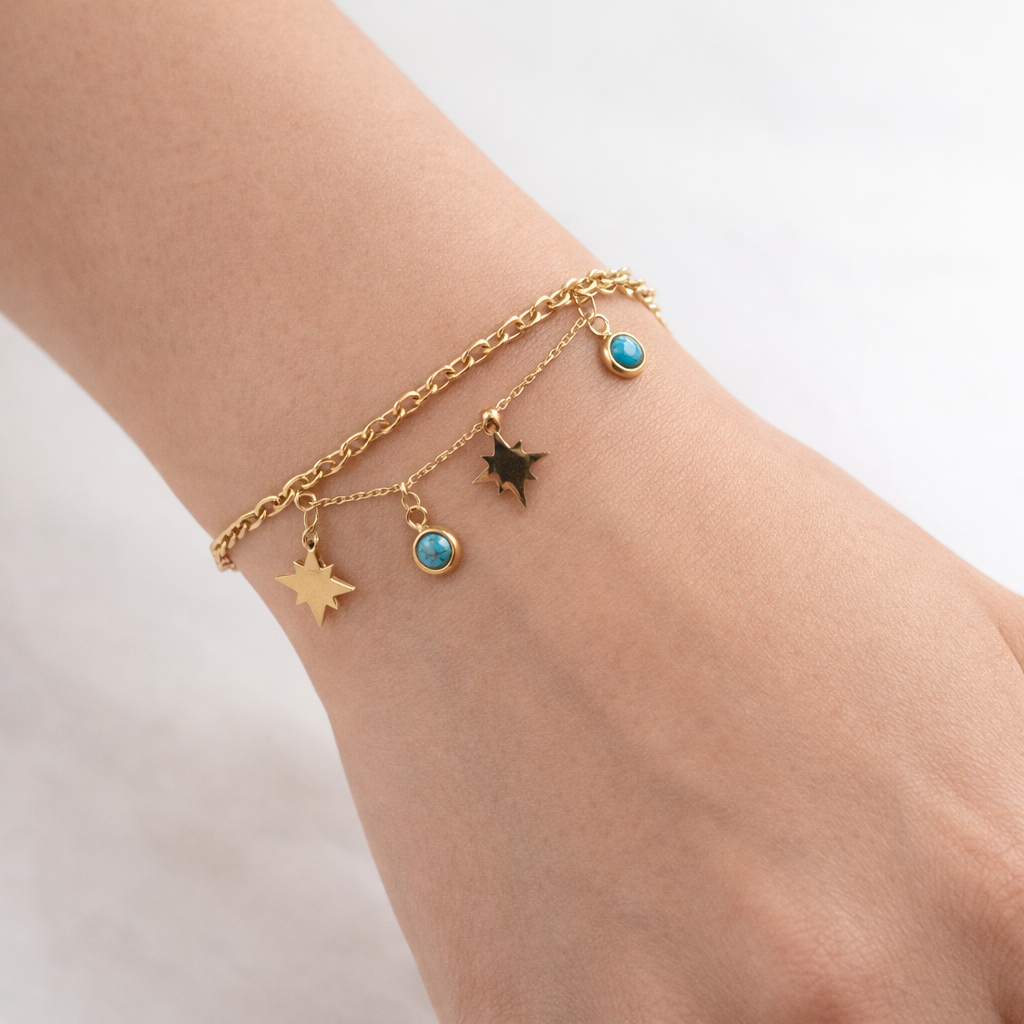 Star Design Multi Layer Gold Bracelet