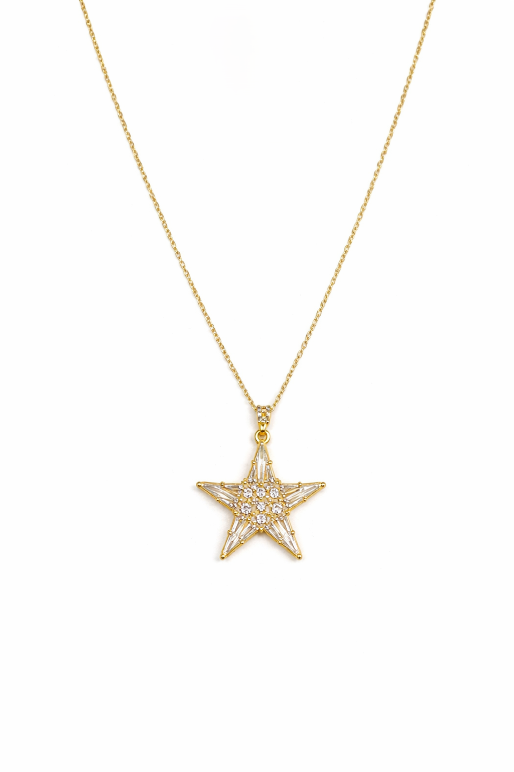Big Star Pendant Gold Necklace