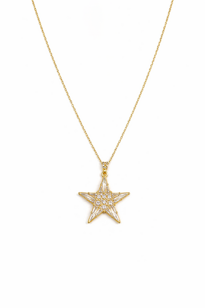 Big Star Pendant Gold Necklace