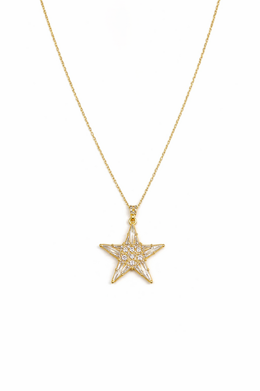 Big Star Pendant Gold Necklace