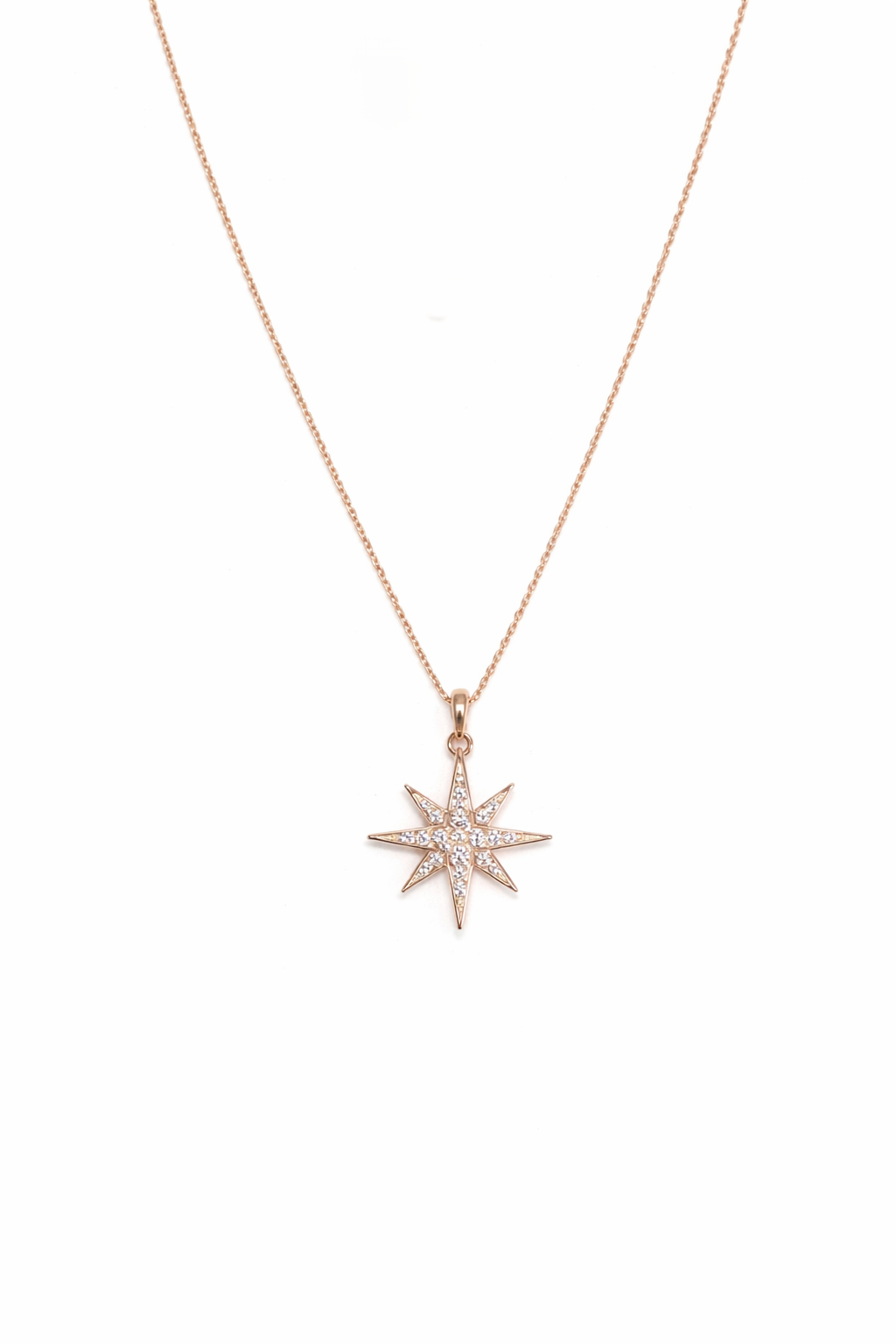 Star Shape Pendant With Rose Gold Necklace