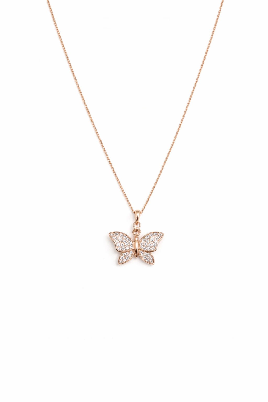Butterfly Shiny Rose Gold Necklace For Girls