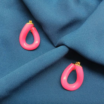 Pink Colour Water Drop Style Stud Earring
