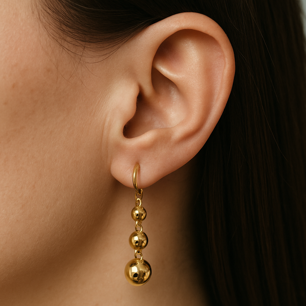 Gold plated beads hoop earring