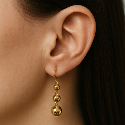 Gold plated beads hoop earring