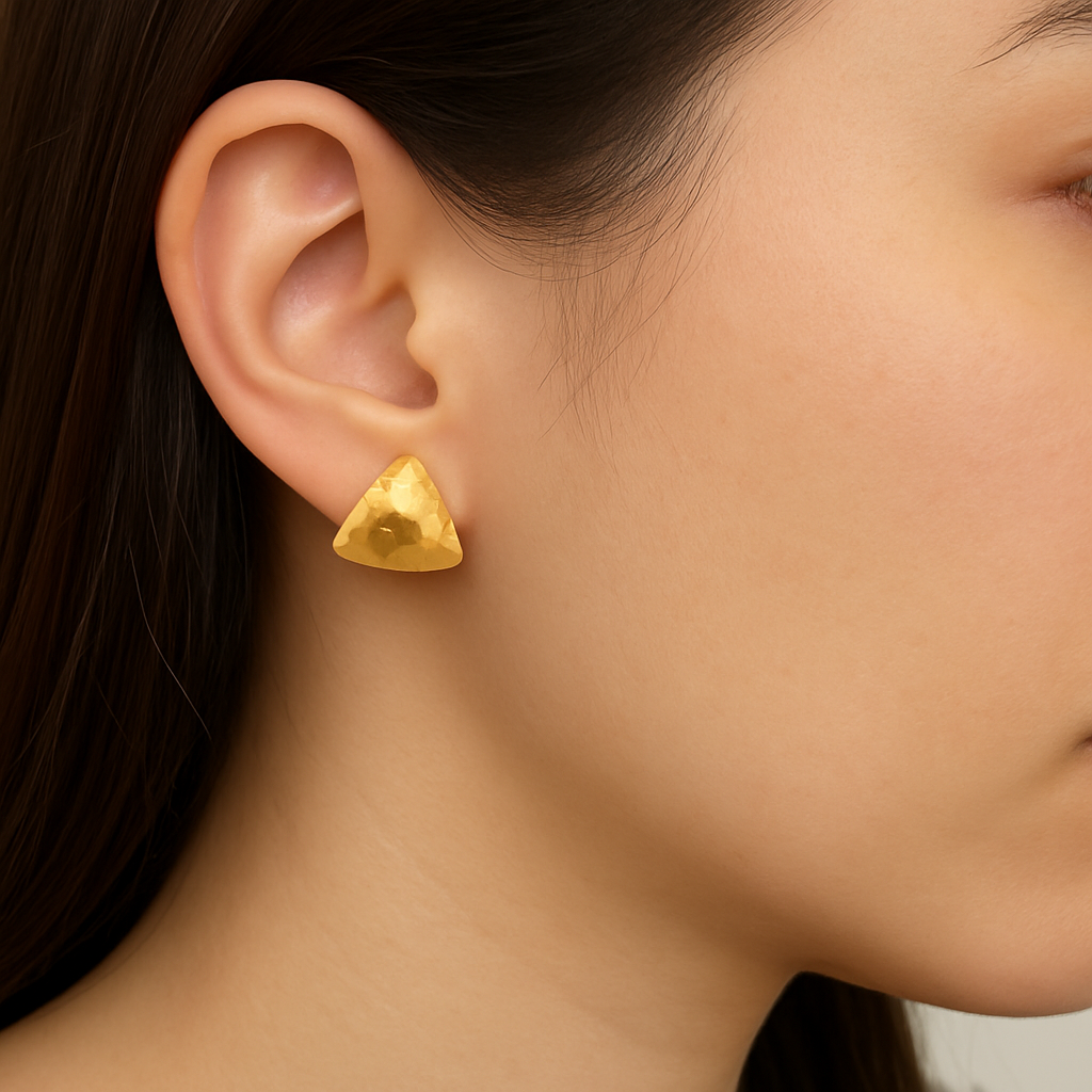 18K Gold Metal Texture Jewellery Stud Earring