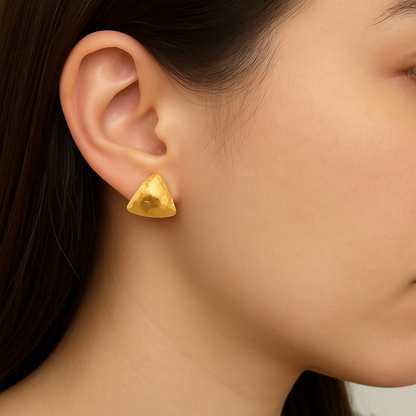 18K Gold Metal Texture Jewellery Stud Earring