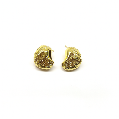 Gold Plated Lava Style Stud Earring For Women