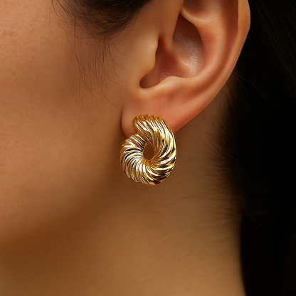 Gold Plated Unique Wave Style Earring