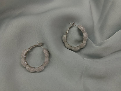 Sliver Cubic Diamonds With Round Shape Fashion Stud Earring