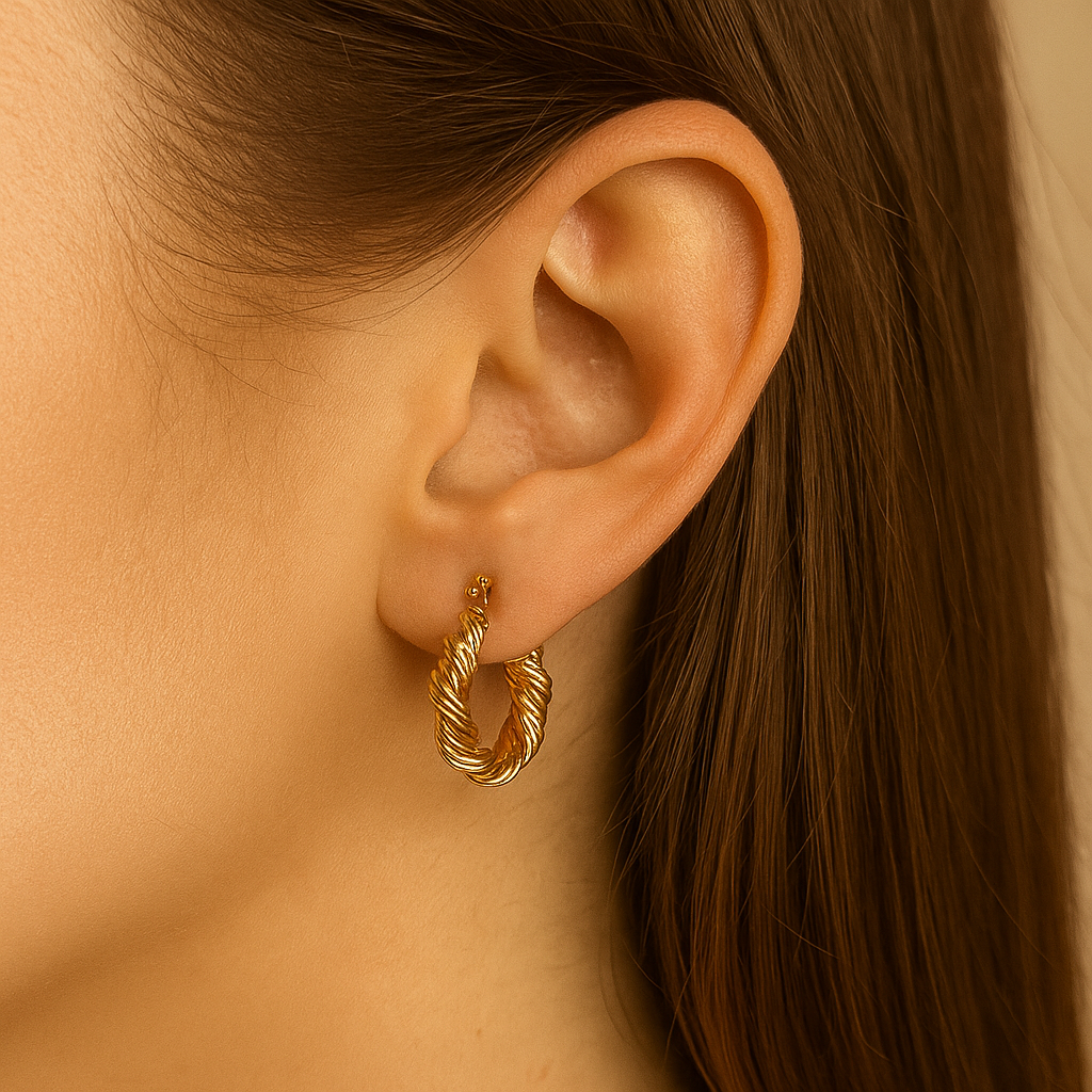 Gold Plated Twisted Antique Western Style Earring