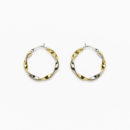 Gold & Silver Plated Twisted C Shape Hoop Earring For Casual Wear