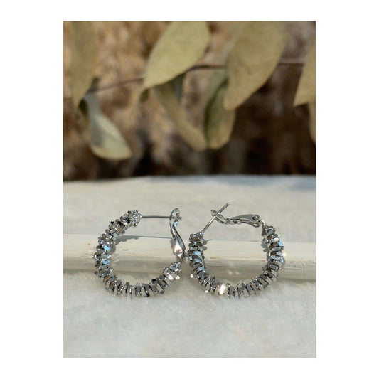 Round Shape Glosy Silver Plated Hoop Earring