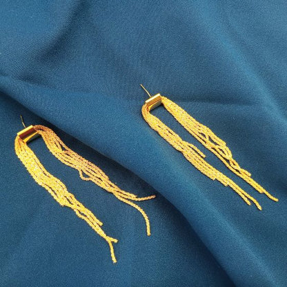 Long Golden Tassel Earrings