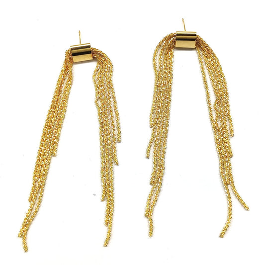 Long Golden Tassel Earrings
