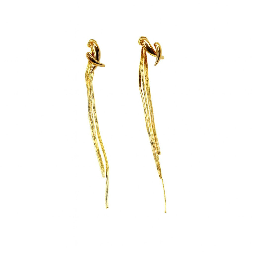 Golden Needle Tassel Earring