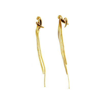 Golden Needle Tassel Earring