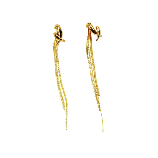 Golden Needle Tassel Earring