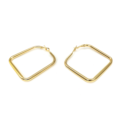 big Gold square shape design hoops