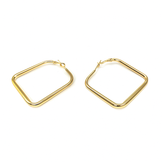 big Gold square shape design hoops