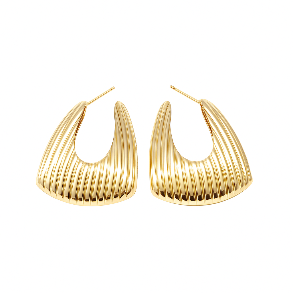 Gold triangle with line dangle earring