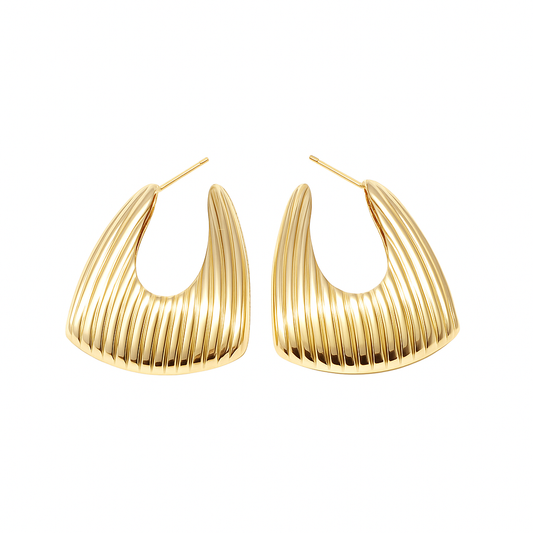 Gold triangle with line dangle earring