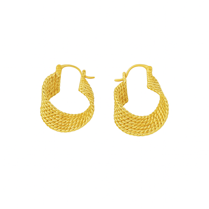 Gold Plated Twisted Twist Pedant Hoop Earring