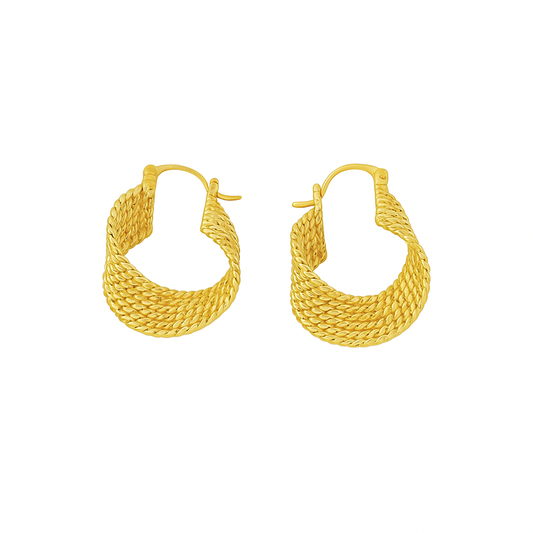 Gold Plated Twisted Twist Pedant Hoop Earring