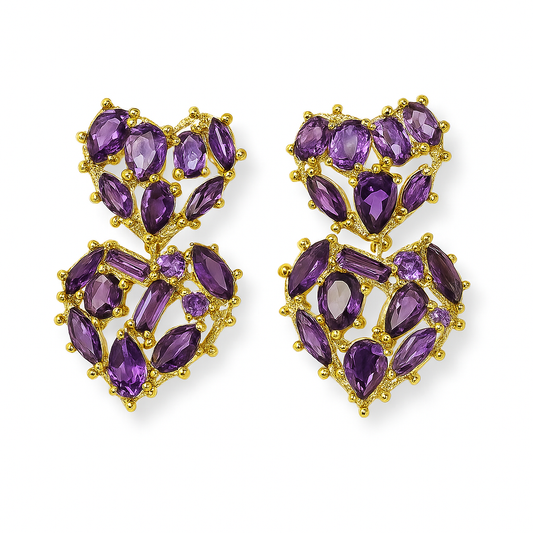 Charming Heart Shape Two Layer Purple Rhinestone Ear Spike Earring