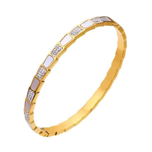 Stylish Micro Pave Diamonds Gold Kada Bracelets For Girls