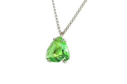 Triangle Shape Green Diamond Pedant Necklace