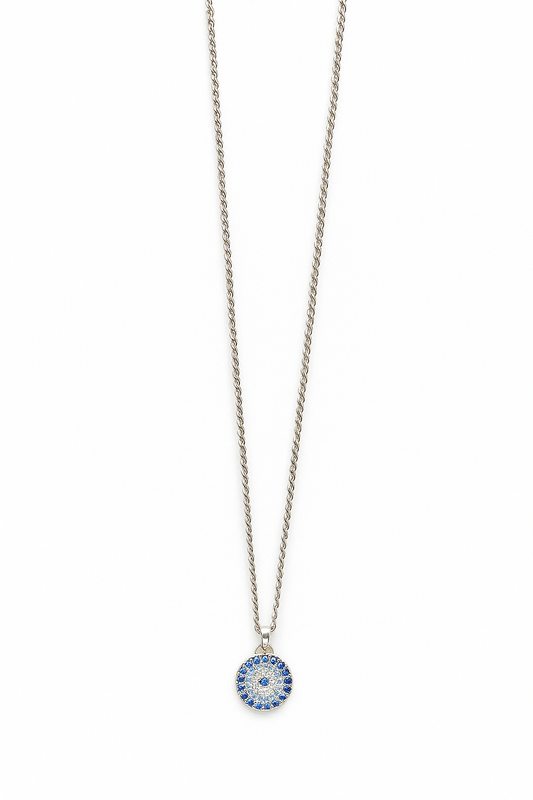 Elegant Evil Eye Design Silver Pedant Necklace