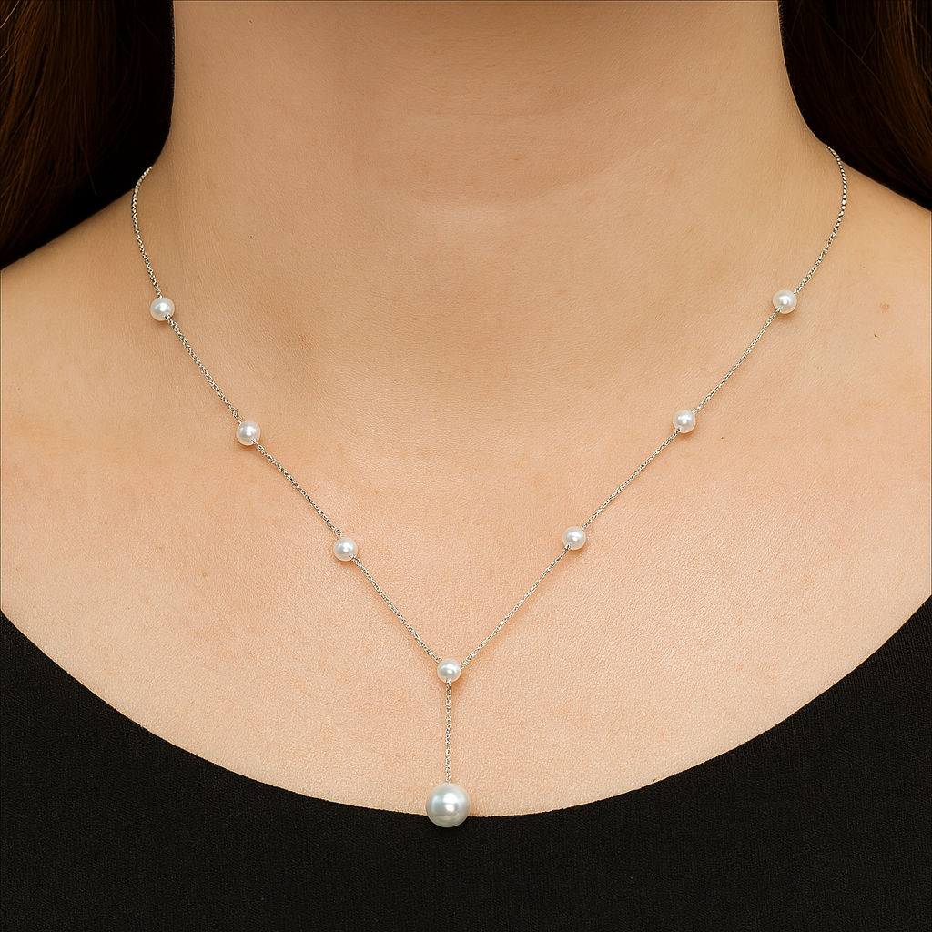 Simple And Long Pearl Design Necklace For Women