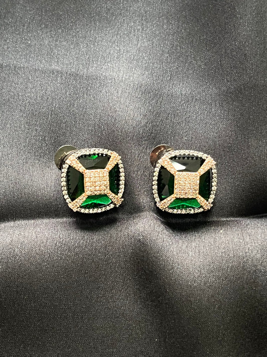 Green Emerald cubic zirconia stone stud earring