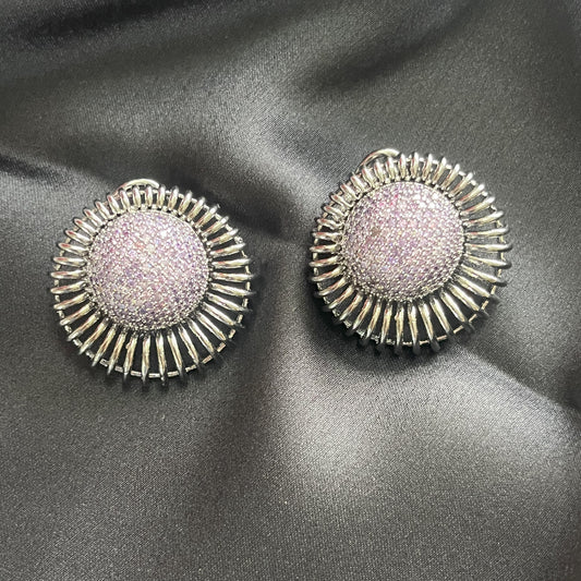 Purple stone round big stud earring online