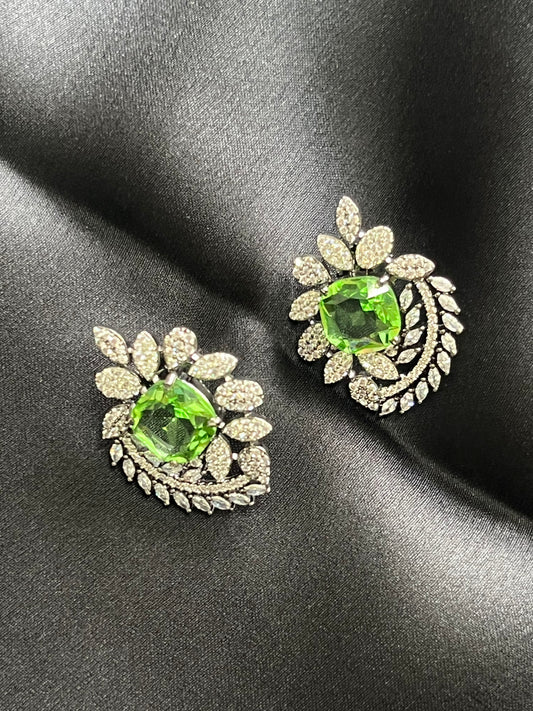 Peridot stone leaves earring stud online