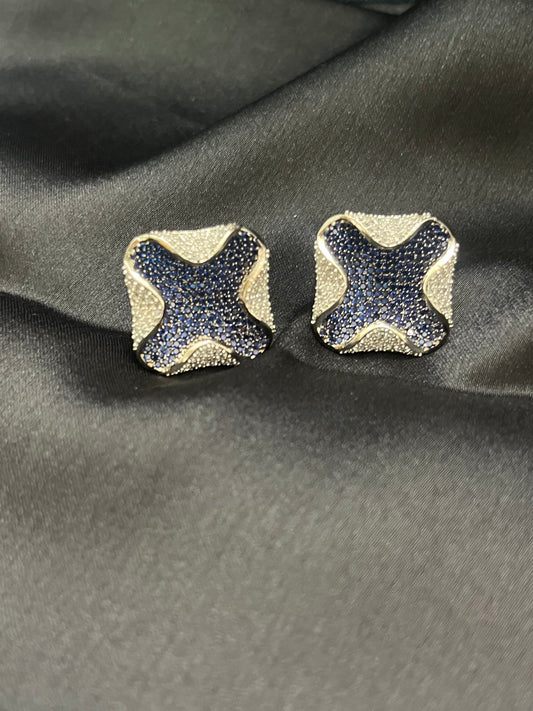 Blue quartz square earring