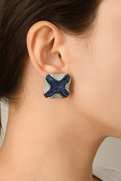 Blue quartz square earring