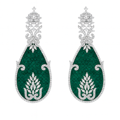Fancy fashionable new crystal with green diamonds earsprike earring