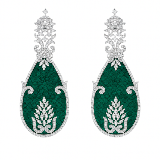 Fancy fashionable new crystal with green diamonds earsprike earring