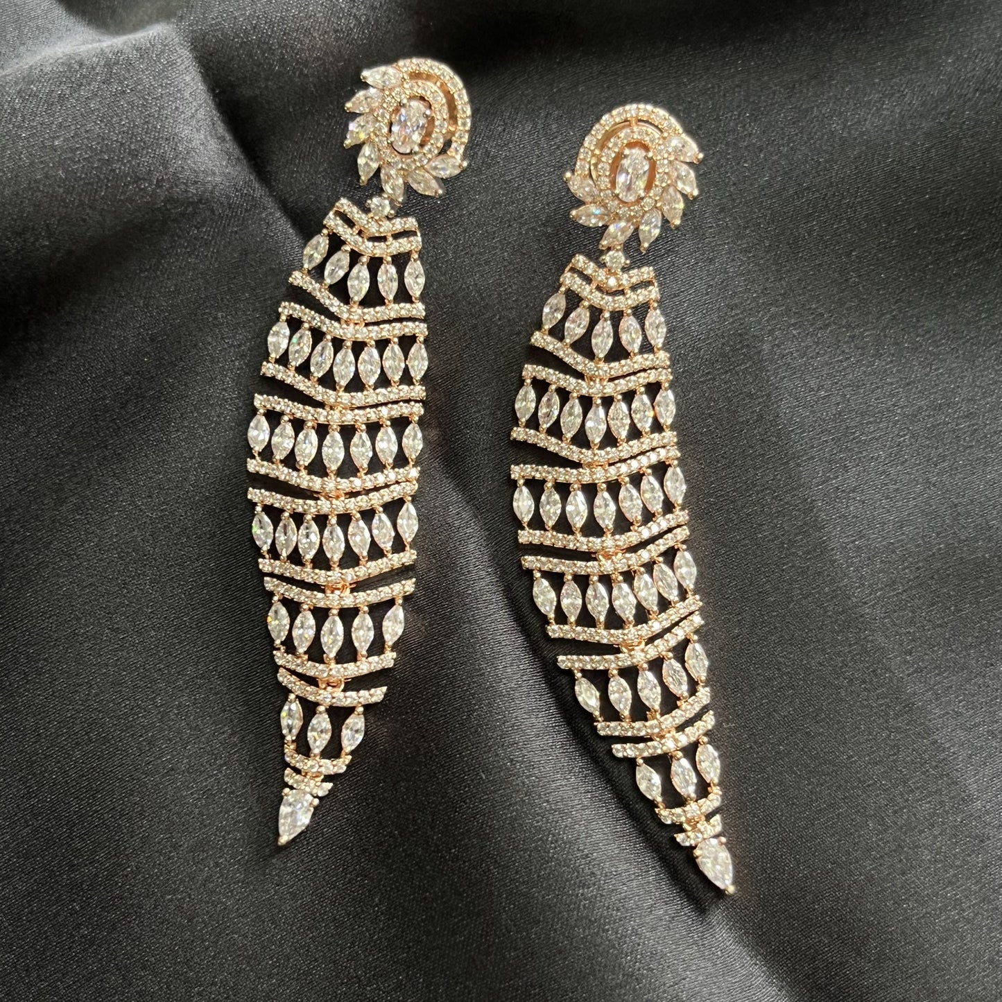 Rose gold platted tassel long earring