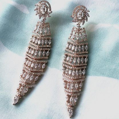 Rose gold platted tassel long earring