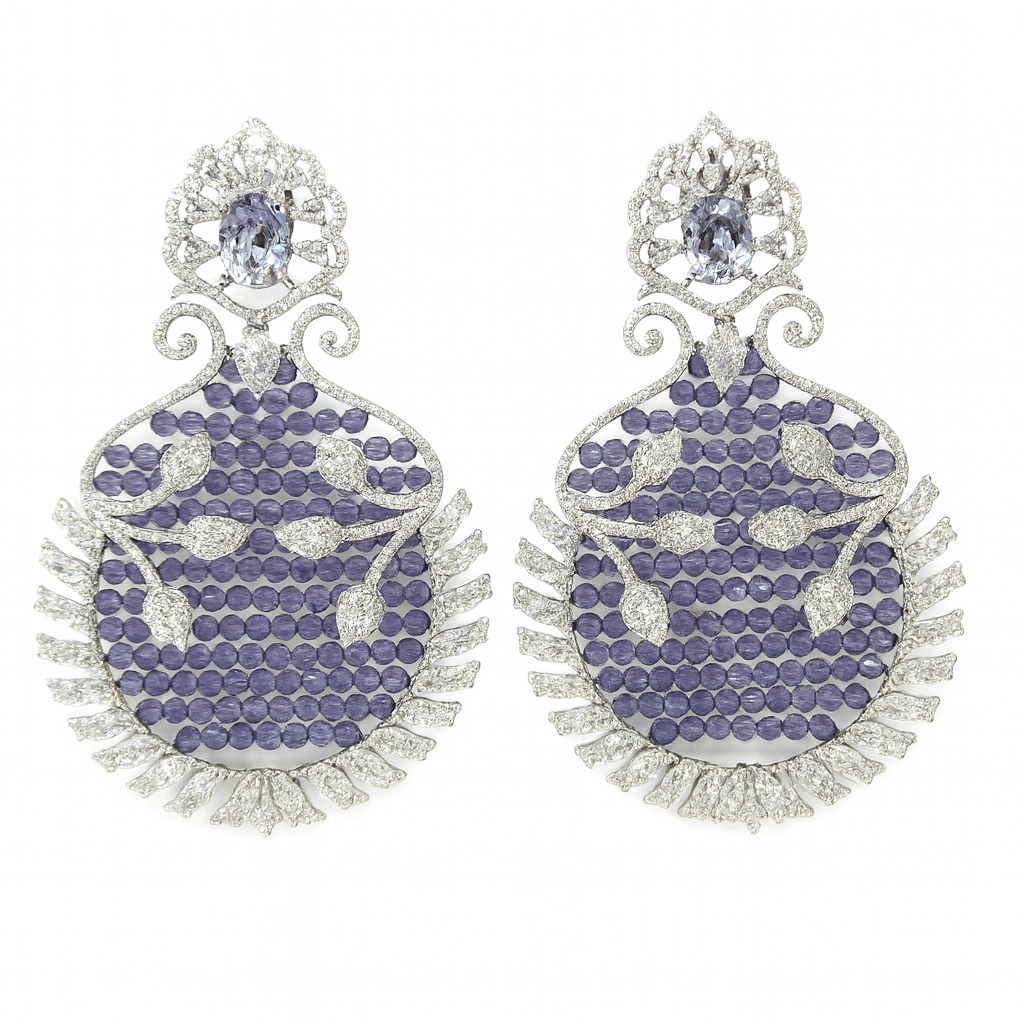 Gorgeous luxury rhinestone stone long tassel earring