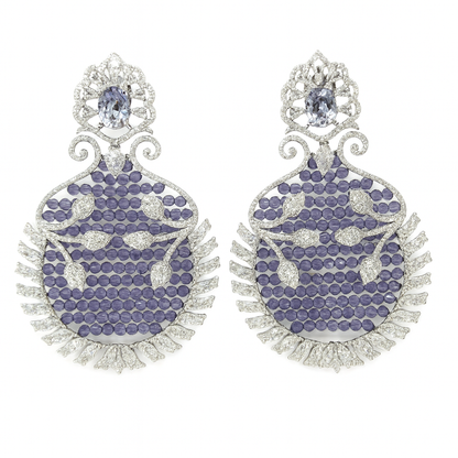 Gorgeous luxury rhinestone stone long tassel earring