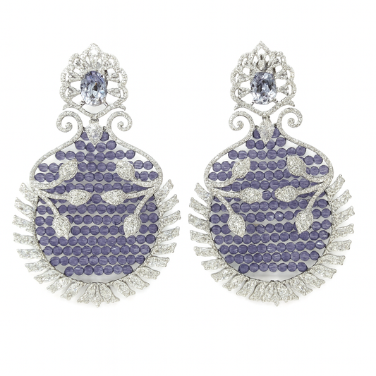 Gorgeous luxury rhinestone stone long tassel earring