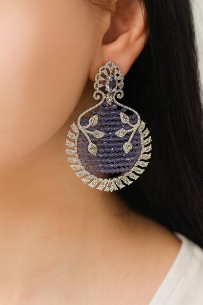 Gorgeous luxury rhinestone stone long tassel earring