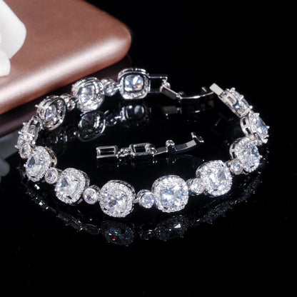 Round clear zircon stone rhodium plated bracelets for girls