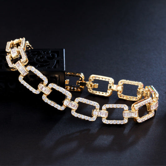 yellow gold plated chain style micro cubic zirconia bracelets for girls