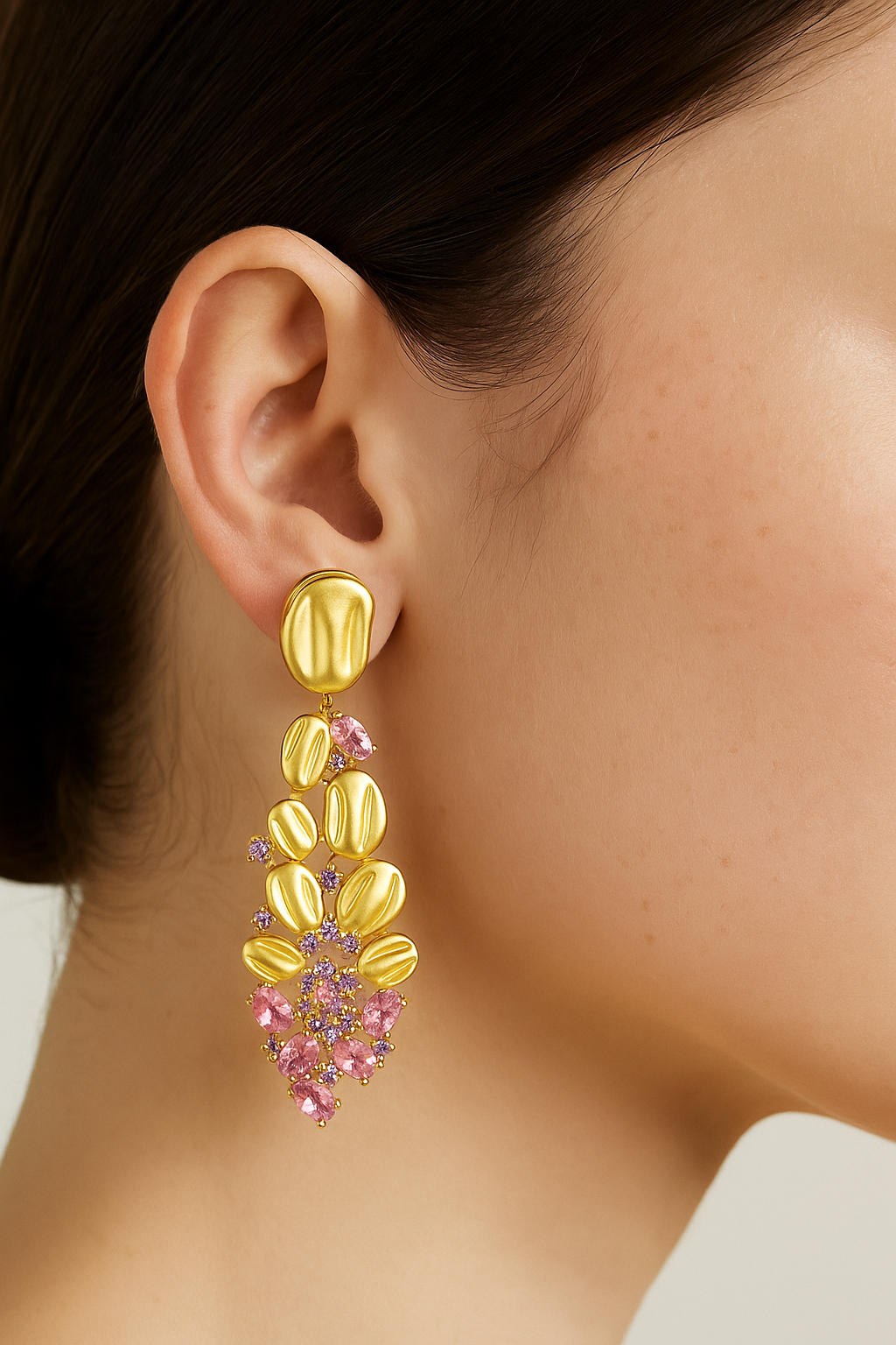 African Cubic Zirconia long earring 